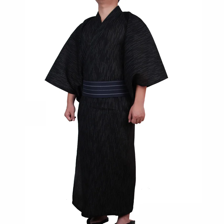 Men Japanese Samurai costumes Kimono Jinbei Home Wear Loose Cotton Black Yukata Traditional Clothing Pajamas Nightgown Robe,japanese kimono,japanese kimono cardigan,japanese kimono shirt