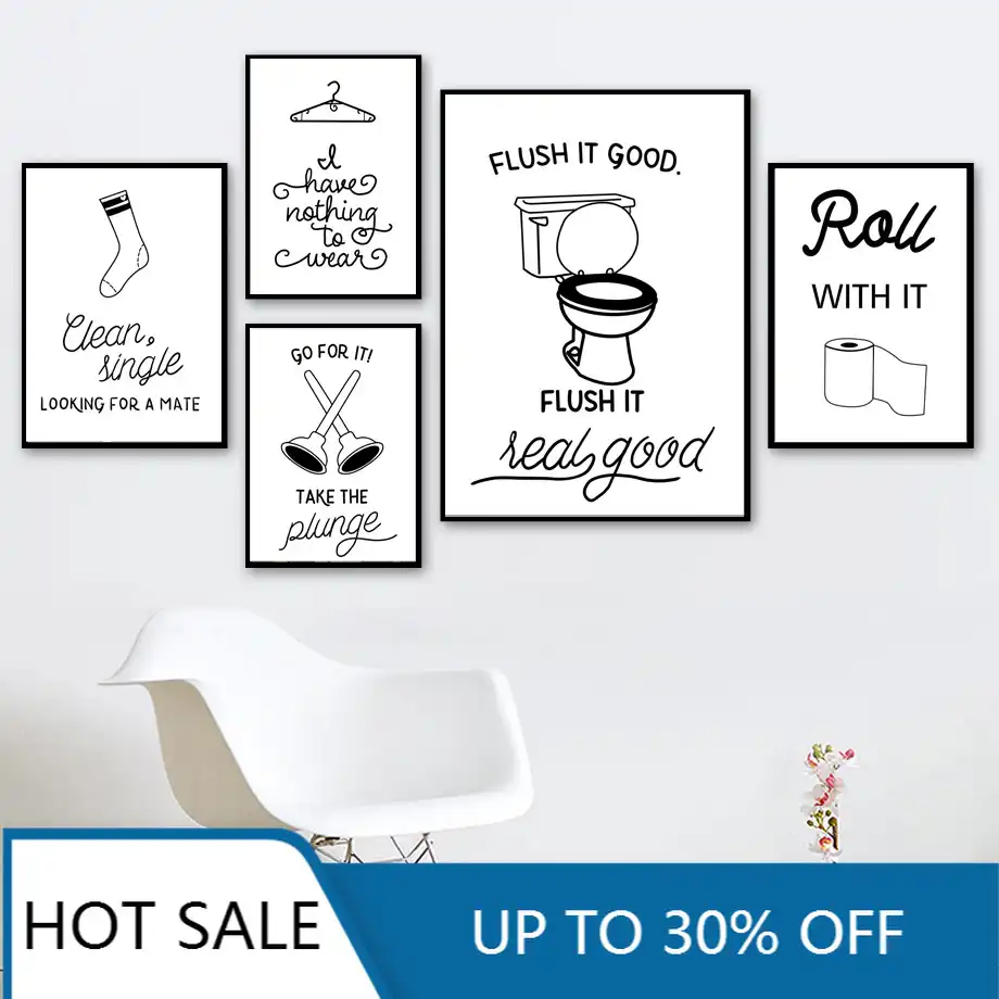 Kertas Toilet Toilet Wastafel Kaus Kaki Bebek Kutipan Dinding Seni Lukisan Kanvas Poster Cetakan Nordic Dekorasi Dinding Untuk Kamar Mandi Dekorasi Rumah Dec Painting Calligraphy Aliexpress