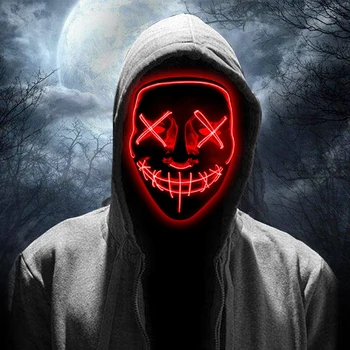 

Halloween Mask LED Light Up Party Masks Neon Mask Cosplay Mascara Horror Mascarillas Glow In Dark Masque V Purge Masks Costume