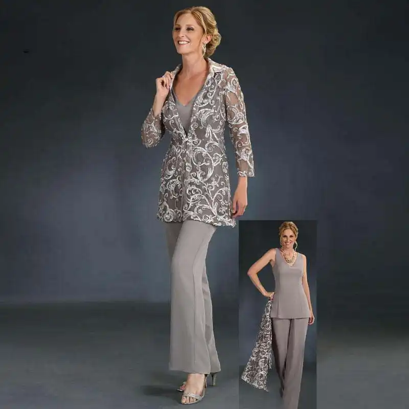 Grandmother of the bride pant suits for summer Clearance