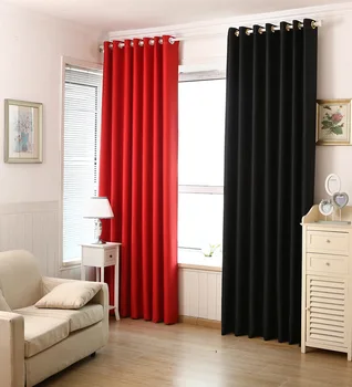 

Black and Red Color Thick Curtains Color Paragraph Blackout Curtain Fabric Living Room Bedroom Hotel Drapes