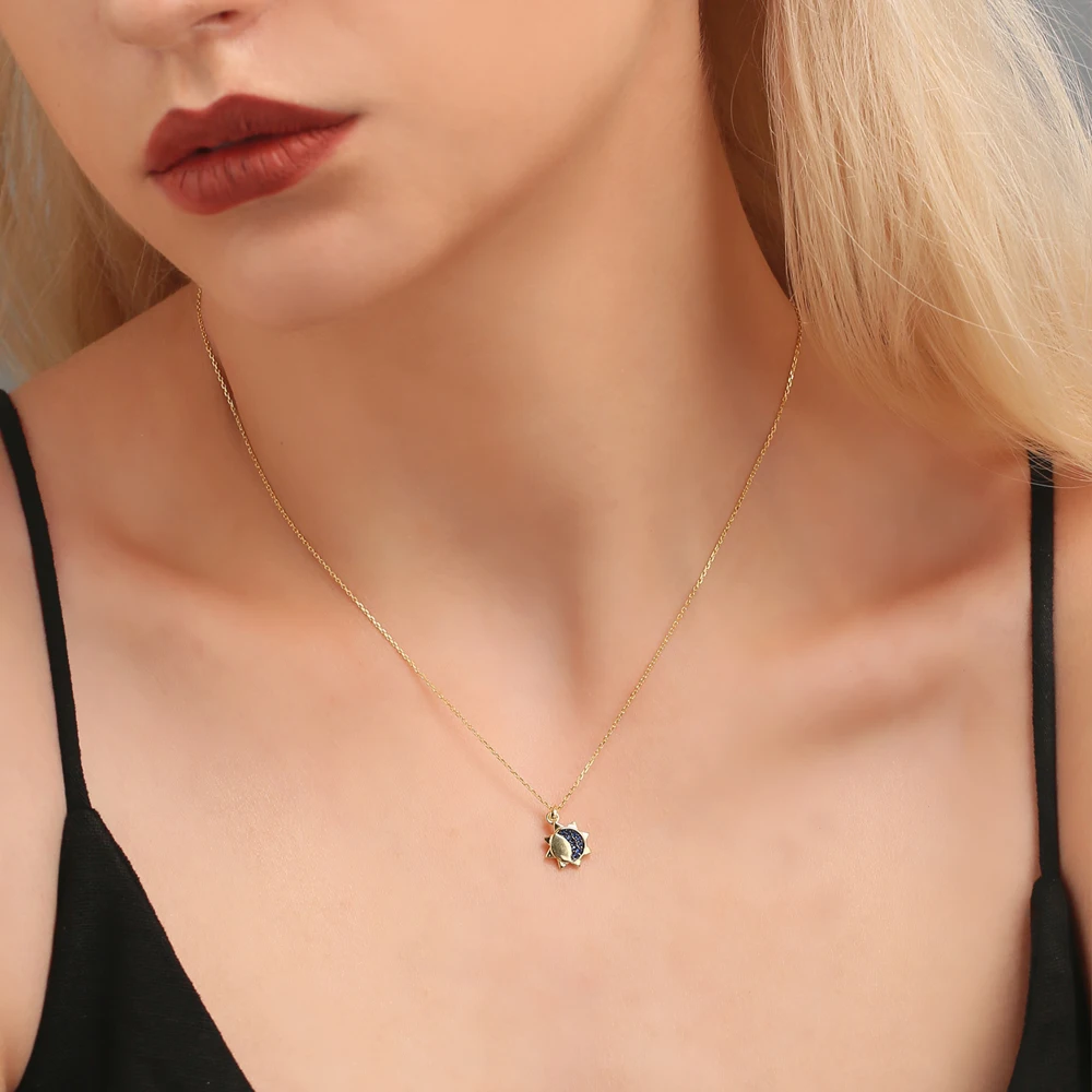 SUPERWEAR, солнцезащитные ожерелья с кулонами в виде Луны, 925 пробы, серебряный, желтый, золотой цвет, регулируемое колье, ожерелье для женщин, модное ювелирное изделие