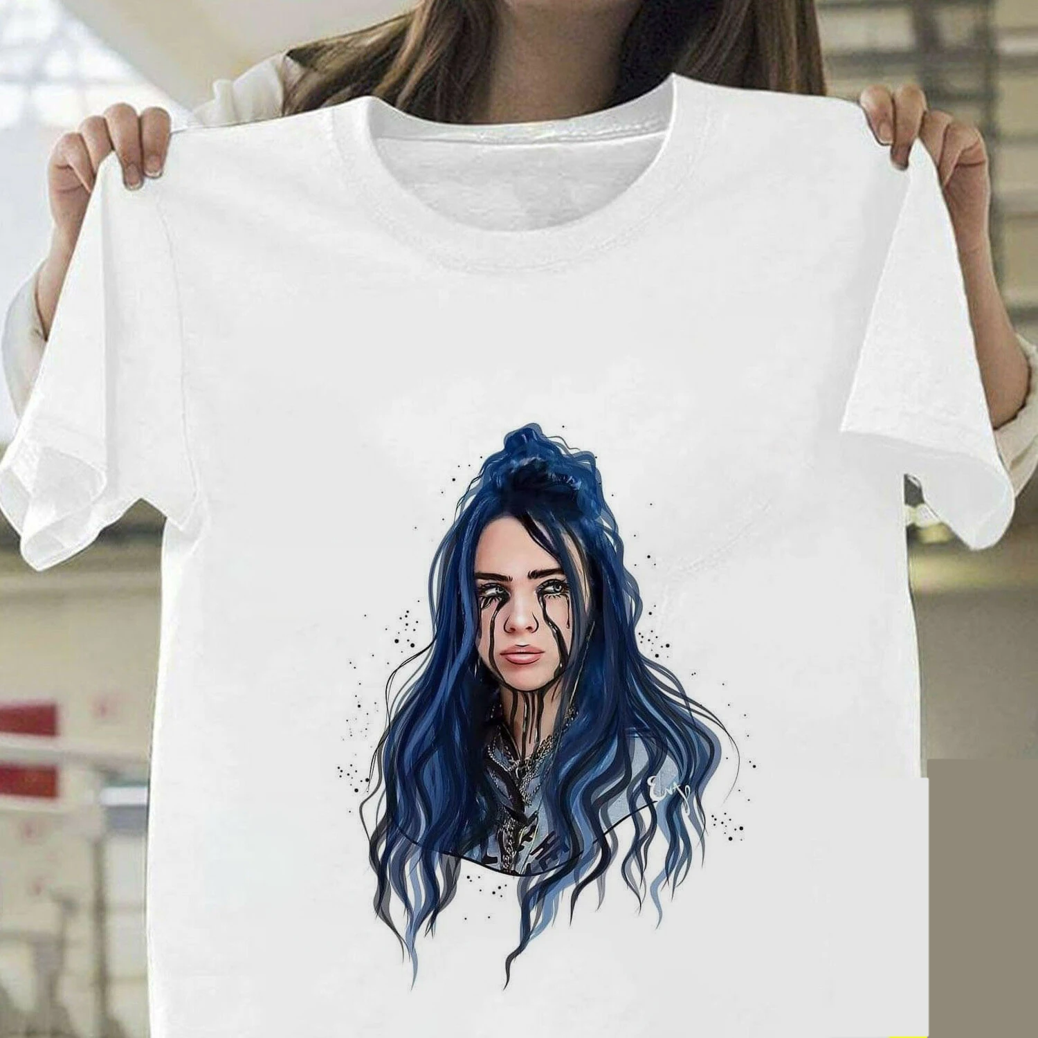8 Billie Eilish Футболка Harajuku Fans белая хлопковая Мужская Camiseta Mujer Лидер продаж мужской эстетический Топ Футболка размера плюс уличная одежда крутая - Цвет: 8