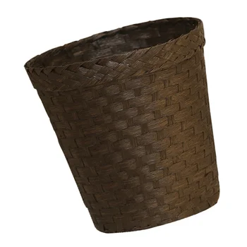 

1PC Straw Woven Storage Bucket Books Newspaper Basket Practical Storage Basket Woven Garbage Can for Study Office