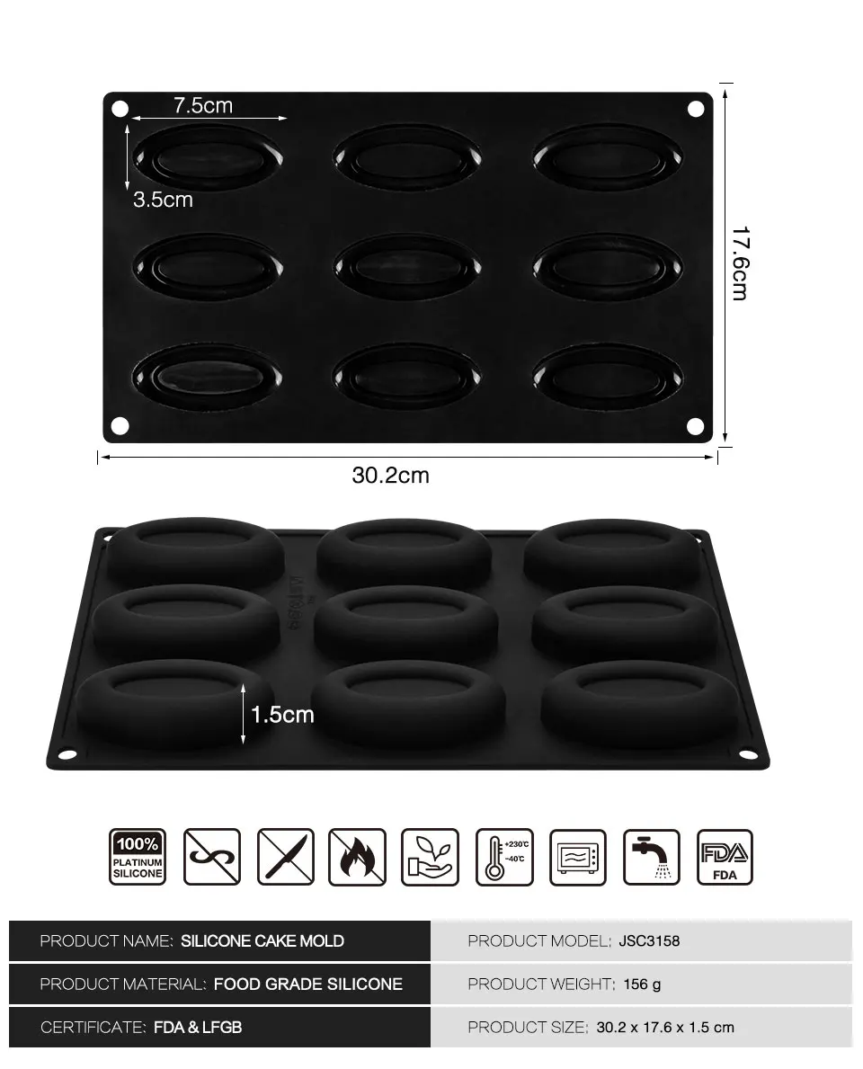 SILIKOLOVE 9 полости DIY силиконовая форма для мыла для изготовления мыла 3D овальное мыло ручной работы Формы Ремесло