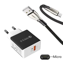 Vivo Z5x S1 QC 3,0 USB быстрое зарядное устройство Micro USB кабель для samsung Galaxy A10 A5 A7 huawei Y5 Y7 7A Honor 8X