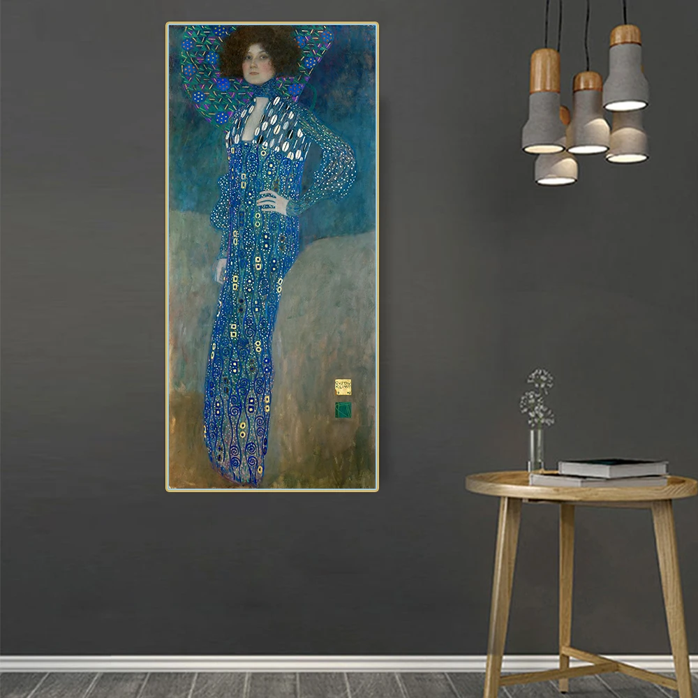 Цитон Густава Климт lady леди в синем Canvas холст искусство картина маслом