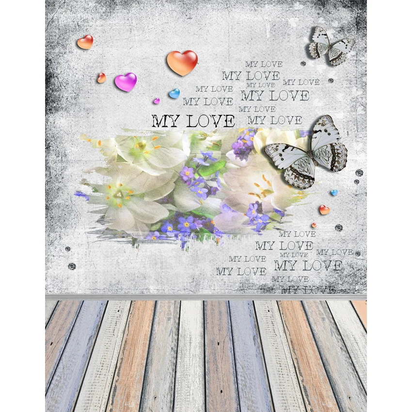 5x7FT My Love Butterfly бетонная стена деревянный пол на заказ фотофоны студийные фоны