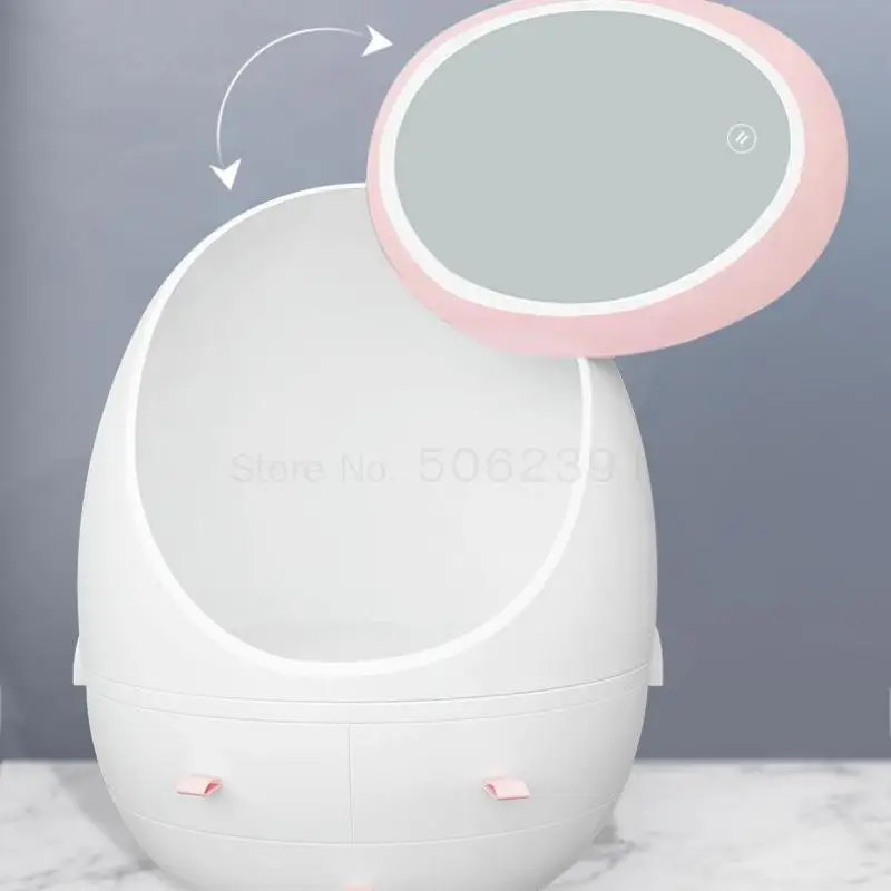 

Net Red Cosmetics Receiving Box With Led Cosmetic Mirror Tremble The Same Skin Care Desktop Dust-proof Shelf