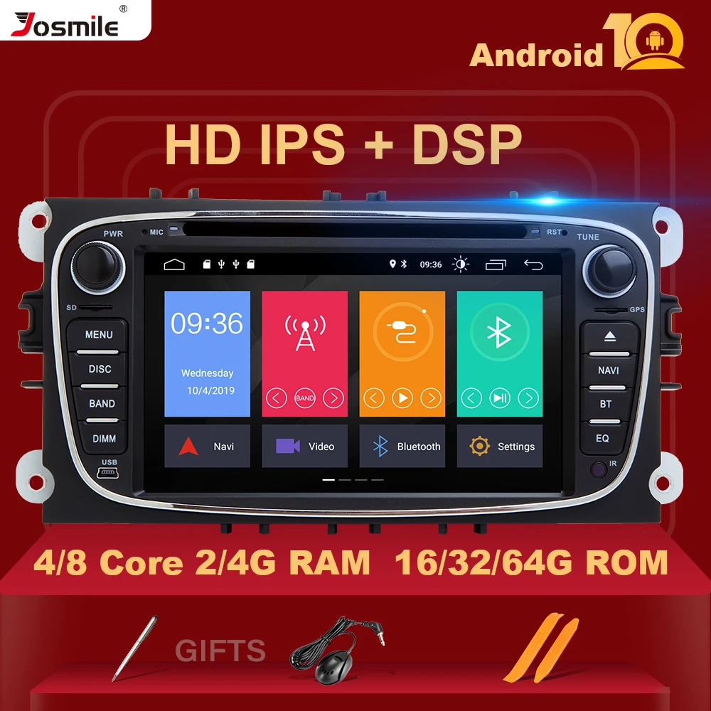 2Din IPS DSP автомобильный мультимедийный плеер андроид 10 авто для Ford Focus 2 3 mk2 Mondeo 4 Kuga