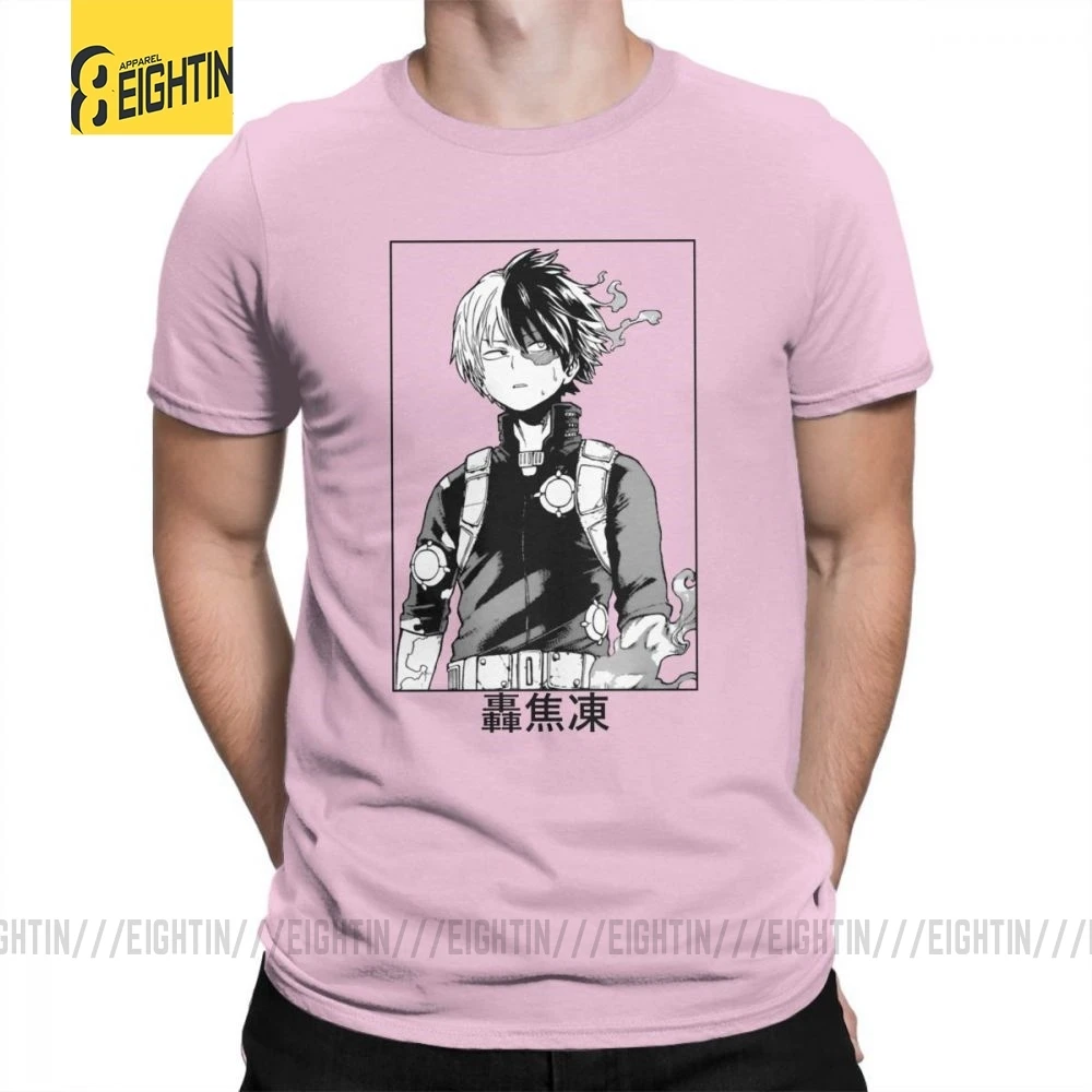 Todoroki Shoto My Hero Academy футболки из очищенного хлопка классические мужские футболки большого размера Футболки с коротким рукавом Популярные Мультяшные - Цвет: Розовый