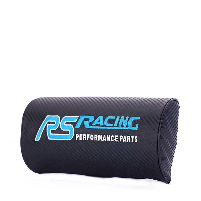 

Embroidery RACING blue emblem Car carbon fiber style headrest soft Neck Pillow for Ford Dodge Chevrolet Auto accessories