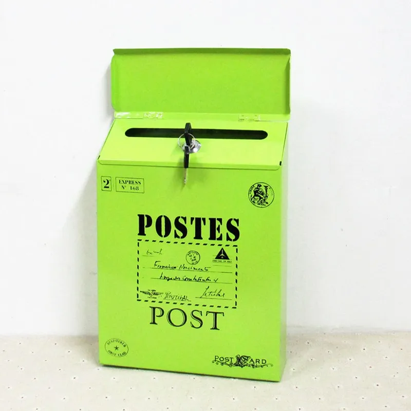 Настенный почтовый ящик ведро газета коробки почтовый ящик металлический письмо замок для почтового ящика с замком украшения сада - Цвет: green 1