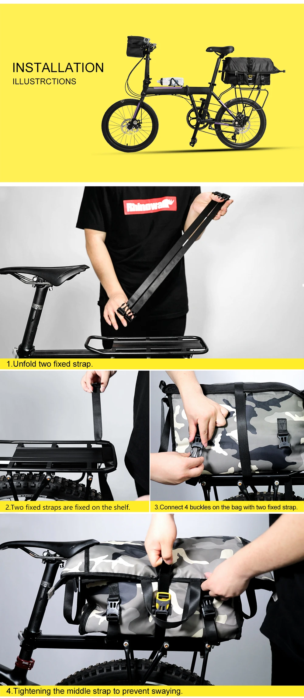 Rhinowalk Camouflage Travel bag Waterproof Men Women Messenger Bag Multifunctional Bicycle Rear Rack Pannier Fitness Bag 18-25L  (16)