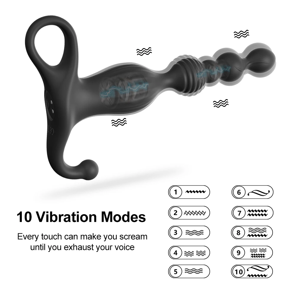 Vibrating Anal Beads Butt Plug,Rechargeable Silicone Vagina Anal Vibrator Prostate Stimulator Sex Toys for Men,Women and Couples 2