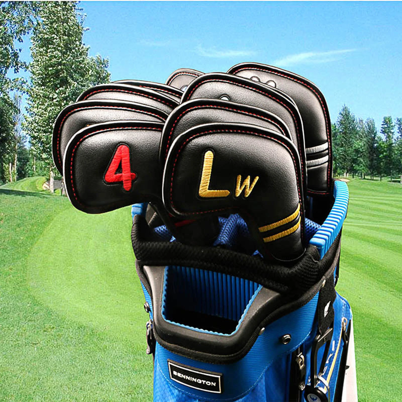 11Pcs Magnetic Golf Iron Headcover PU Irons Head Cover Protector Club Case