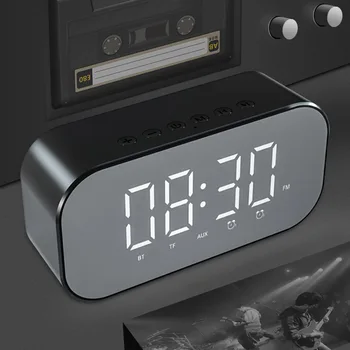 

S5 Bluetooth/Wireless Speaker LED Mirror Digital Alarm Clock 3D Portable Speaker Temperature Display Support Bluetooth,TF AUX