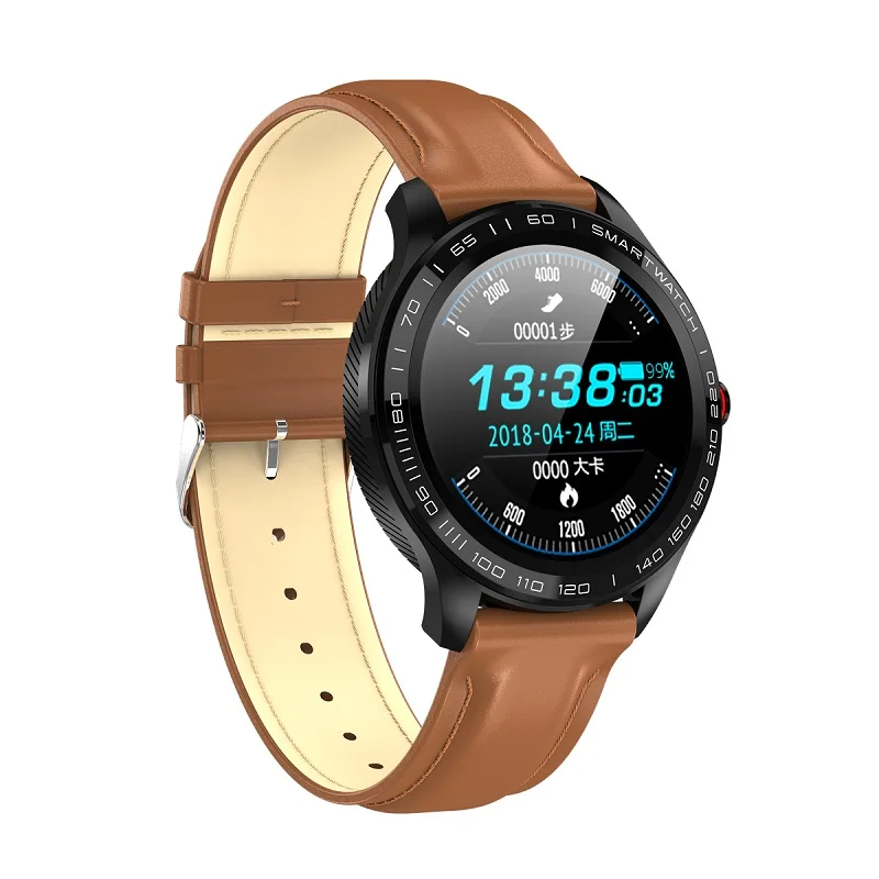 LYKRY L9 Смарт-часы ЭКГ измеритель пульса и артериального давления, водонепроницаемые Смарт-часы Ip68 часы для мужчин и женщин для Android IOS - Цвет: Brown leather