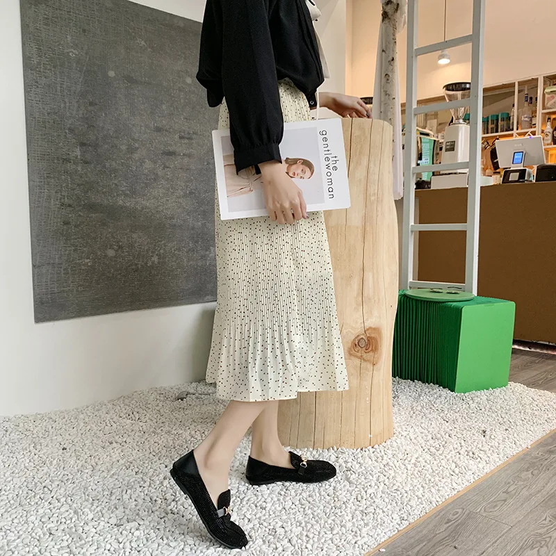 

Small Leather Shoes Women's 2020 Spring New Style Korean-style Versatile Full Drill on Moccosins Casual Fashion Students Shoes