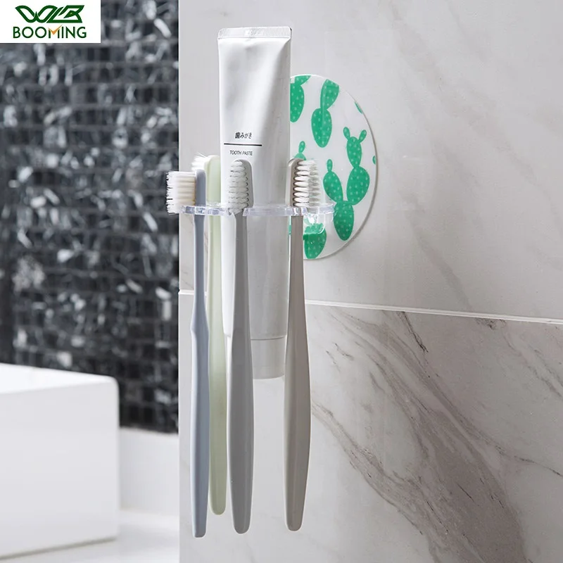 

WBBOOMING Bathroom Wall Mounted Hook Toothbrush Holder Toothpaste Storage Rack Shaver Tooth Brush Dispenser Bathroom Organizer