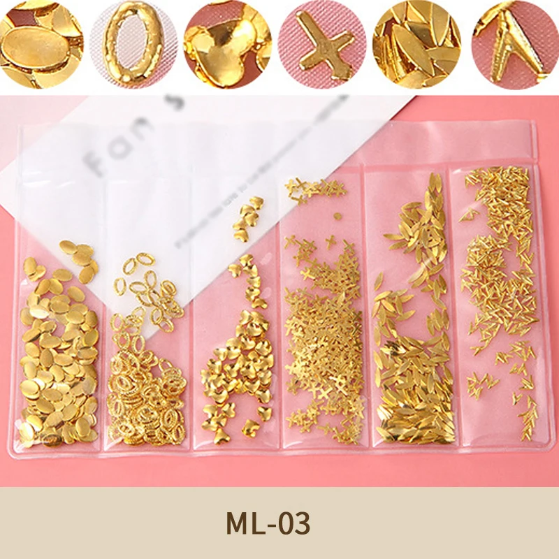 Смешанные металлические цветные 3D украшения для дизайна ногтей неправильной формы золотые серебряные запонки-бисер ювелирные изделия для дизайна ногтей - Цвет: TQ01668
