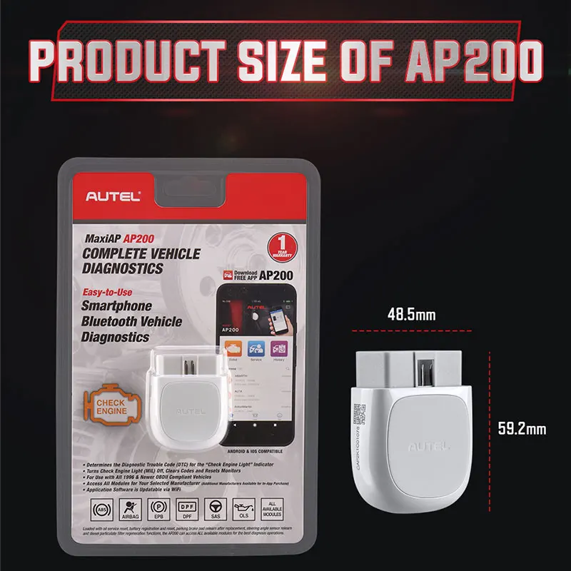 Autel AP200 Bluetooth OBD2 сканирующий инструмент считыватель кодов полная система