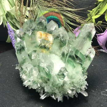 

Natural Green Ghost Phantom Quartz Crystal Cluster rock stones and crystals mineral reiki Healing Specimen Home deco
