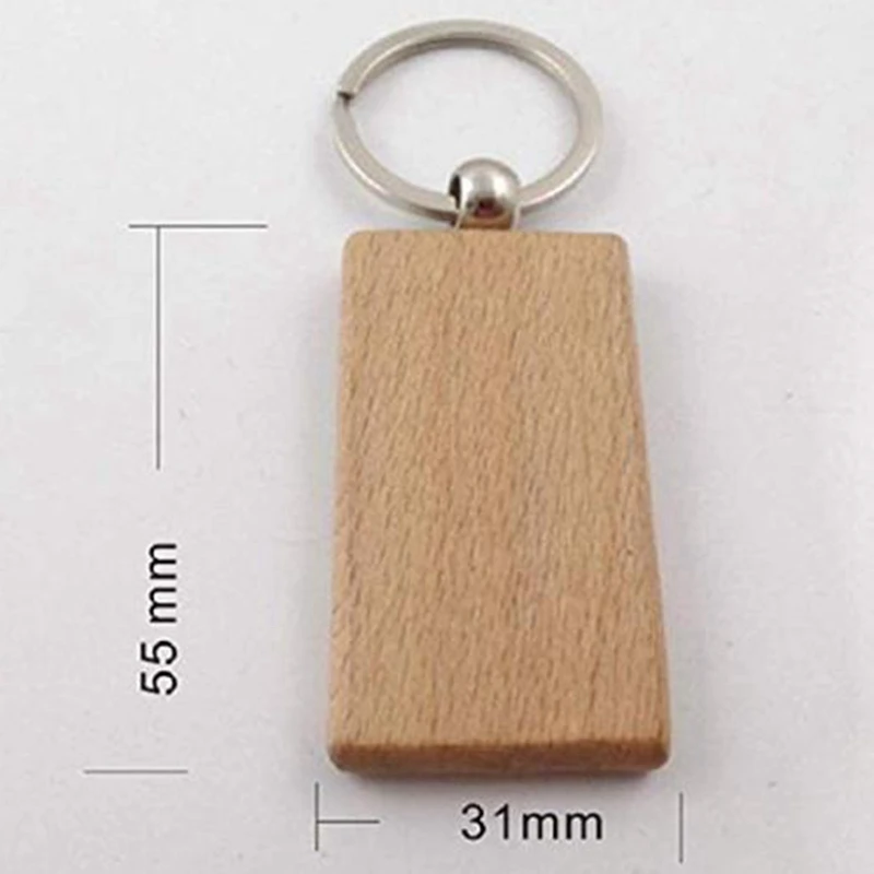 

Hot Sale 60Pcs Blank Rectangle Wooden Key Chain Diy Wood Keychains Key Tags Can Engrave Diy Gifts