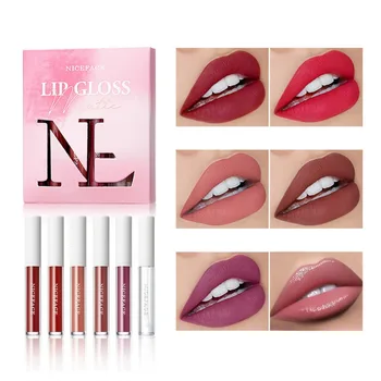 

6PCS Matte Velvet Lip Gloss+ Lip Plumper Set Liquid Lipstick Moisturizing Smooth Waterproof Lip Gloss Base Women