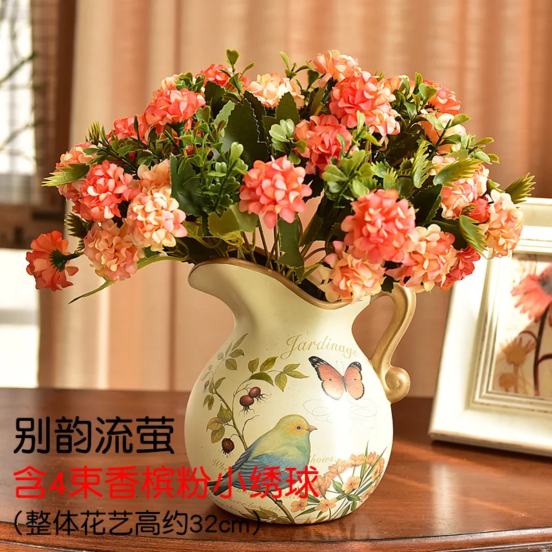 Мерфи керамические украшения, современный цветочный флакон, художественное украшение для гостиной, имитация цветов, художественный костюм, сухие цветы - Цвет: vase flower  plate