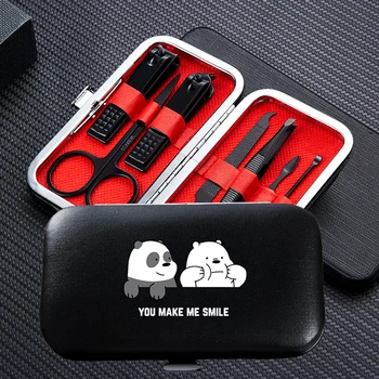 

Cartoon Panda Travel Portable 7pcs Manicure Nail Clipper Sets Stainless Steel Trimmer Clippers Cutter Scissors Accessories Tools