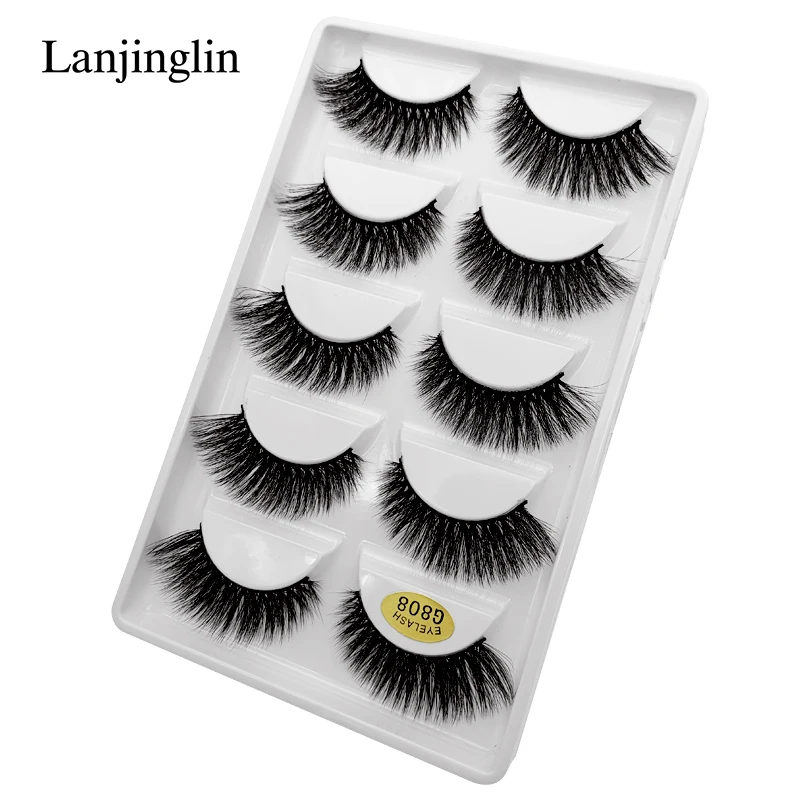 LANJINGLIN 10 коробок/лот норковые ресницы натуральные длинные накладные ресницы ручная работа Мягкие 3d норковые ресницы макияж Искусственные ресницы G808