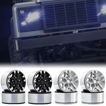 

RCTOYFUN 4PCS RC Rock Crawler Black Silver Wheel Rims For 1/10 Axial SCX10 90035 90044 D90 CC01 TRX4 - 4WD Upgrade Parts Kits