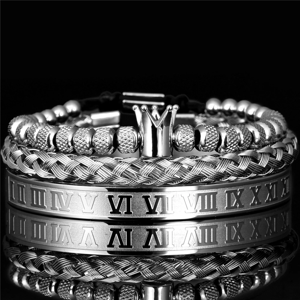 Luxury Gold Roman Royal Crown Bracelet Set Women Men Hip Hop Bangle Jewelry  Gift | eBay