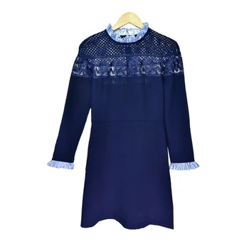 

Women Lace Long Sleeve Mini DressRuffled Casual Short Dresses