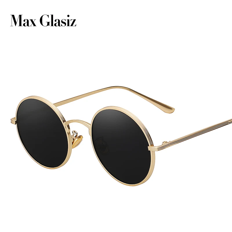 Max glasiz, Винтажные Солнцезащитные очки, женские, Ретро стиль, круглые очки, желтые линзы, металлическая оправа, очки, покрытие, очки, gafas de sol mujer