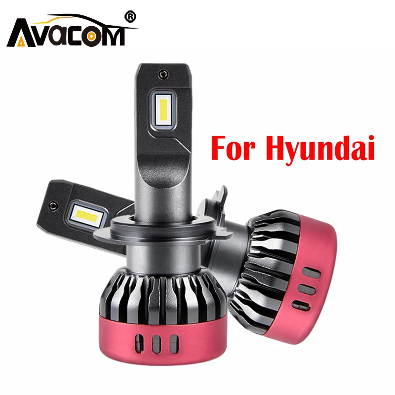 AVACOM 2 Pcs Car Mini lamp h8 LED H7 H1 Headlight 12V 6500K White 12000Lm Auto CSP For Hyundai Creta/ix35/Accent/Sonata/Tucson | Автомобили