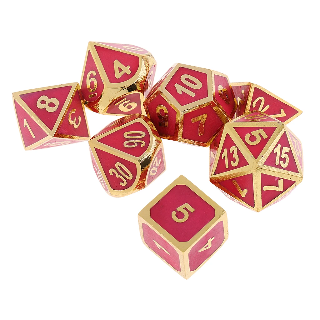 7 Светящиеся в темноте кубики из сплава D4-D20 для взрослых вечерние игральные розовые игрушки