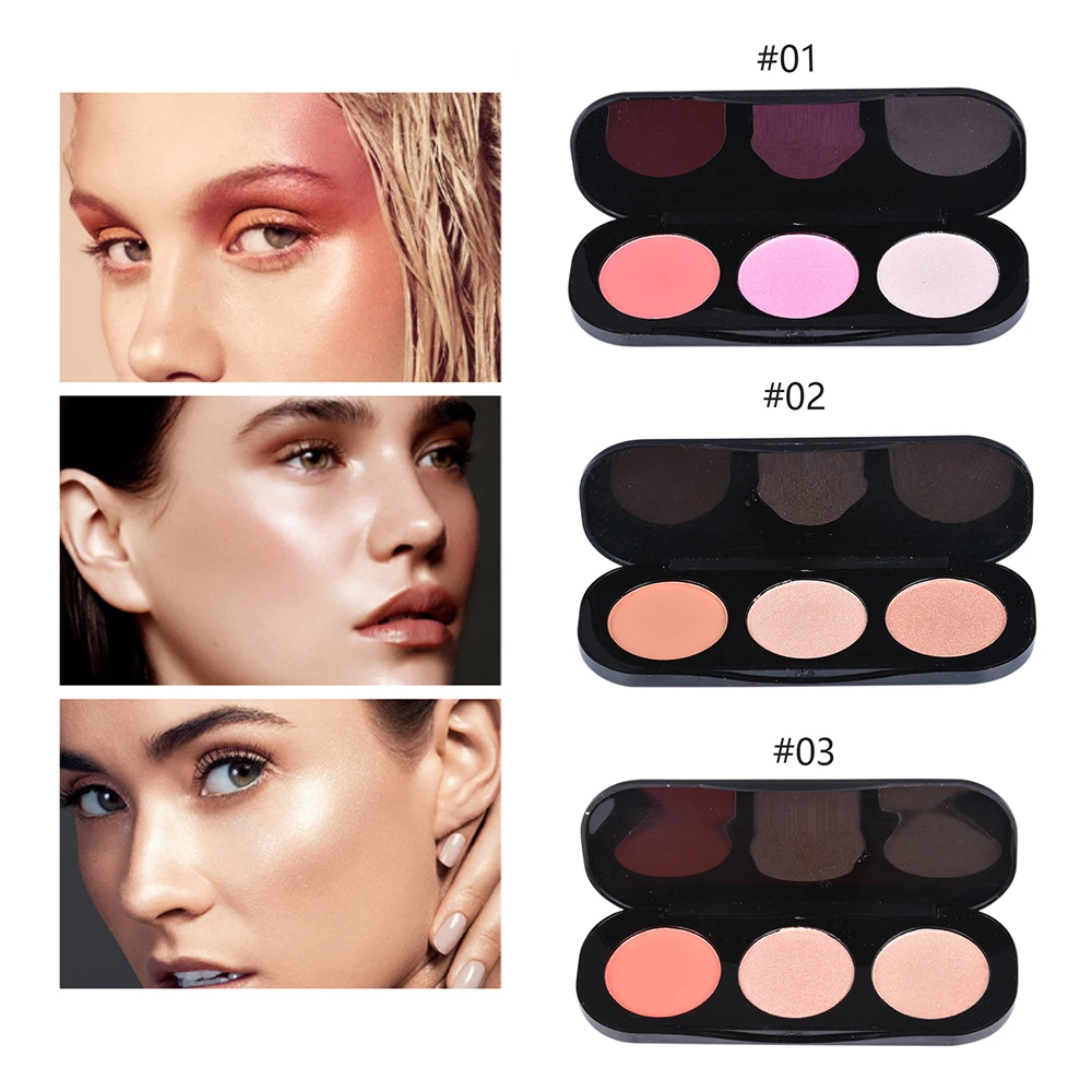 

Manooby Tri-color blush Highlighter Make up Liquid Blush Blusher Cheek Color high disc Blush Beauty Makeup 2019 Fashion