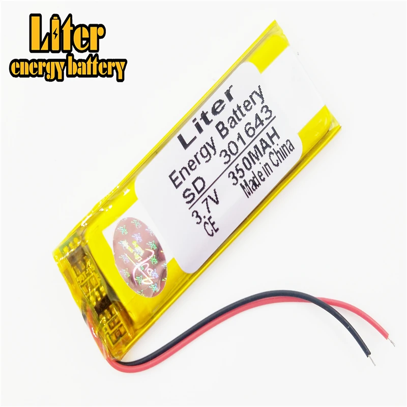 3.7V 350mAh 301643 Lithium Polymer Li-Po Rechargeable Battery power for Mp3 MP4 MP5 GPS PSP mobile bluetooth lithium ion battery