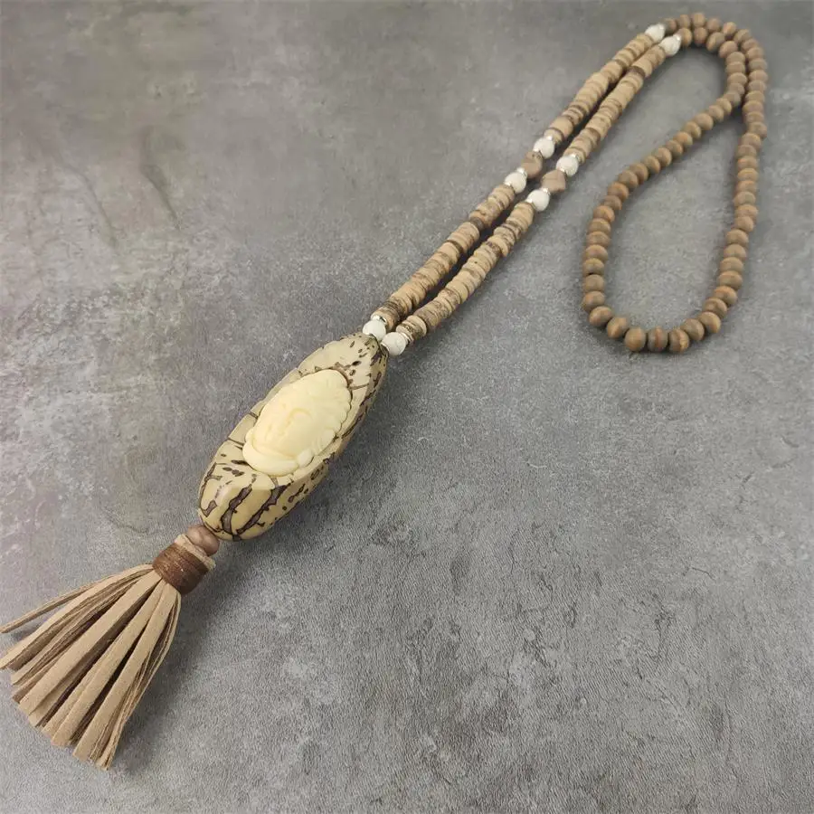 

Coconut Stone beads necklace Buddha pendant necklace new design boho jewelry gift for women dropshipping
