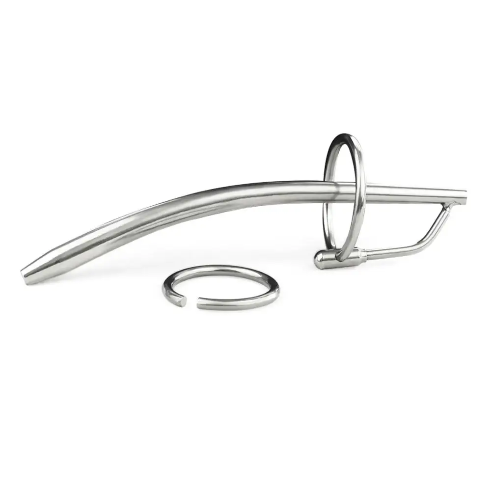 120mm Urethral Sounding Dilators Stainless steel Hollow Penis Plug With Glans Rings Catheters Sex Products for Men Sex Fetish