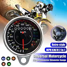 12V Retro Motorräder Universal Edelstahl Mechanische Kilometerzähler MPH/KMH Motorrad Teile LED Indikator Dashboard