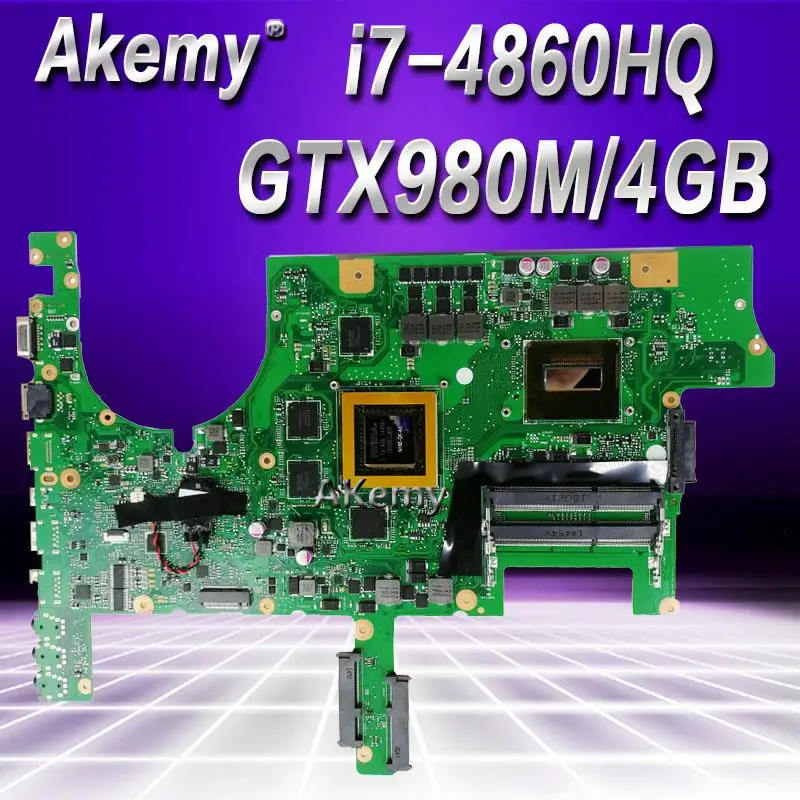 Akemy G751JY Motherboard For Asus G751JY G751JT  G751J G751 Laptop motherboard Mainboard i7-4700/4710/4720HQ  GTX980M/4GB