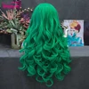 Imstyle peluca verde largo ondulado Peluca de encaje sintético peluca con malla frontal fibra resistente al calor Cosplay pelucas para mujeres ► Foto 3/6