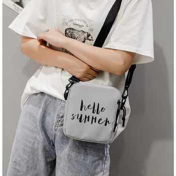 

2019 Mini Letter Simple Shoulder Bag Unisex Small Canvas Handbags Ladies Sports Zipper Cloth Purse Shell Mobile Phone Bag Tote