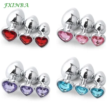 FXINBA Stainless Steel Anal Plug Metal Butt Plug Large Set Tail Anal Beads Jewelry Buttplug Adult Sex Anal Toys for Women Man 4