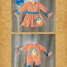 Детская одежда на День Благодарения для девочек; Эксклюзивное платье для девочек; комбинезон с принтом цыпленка; Милая Одежда для девочек