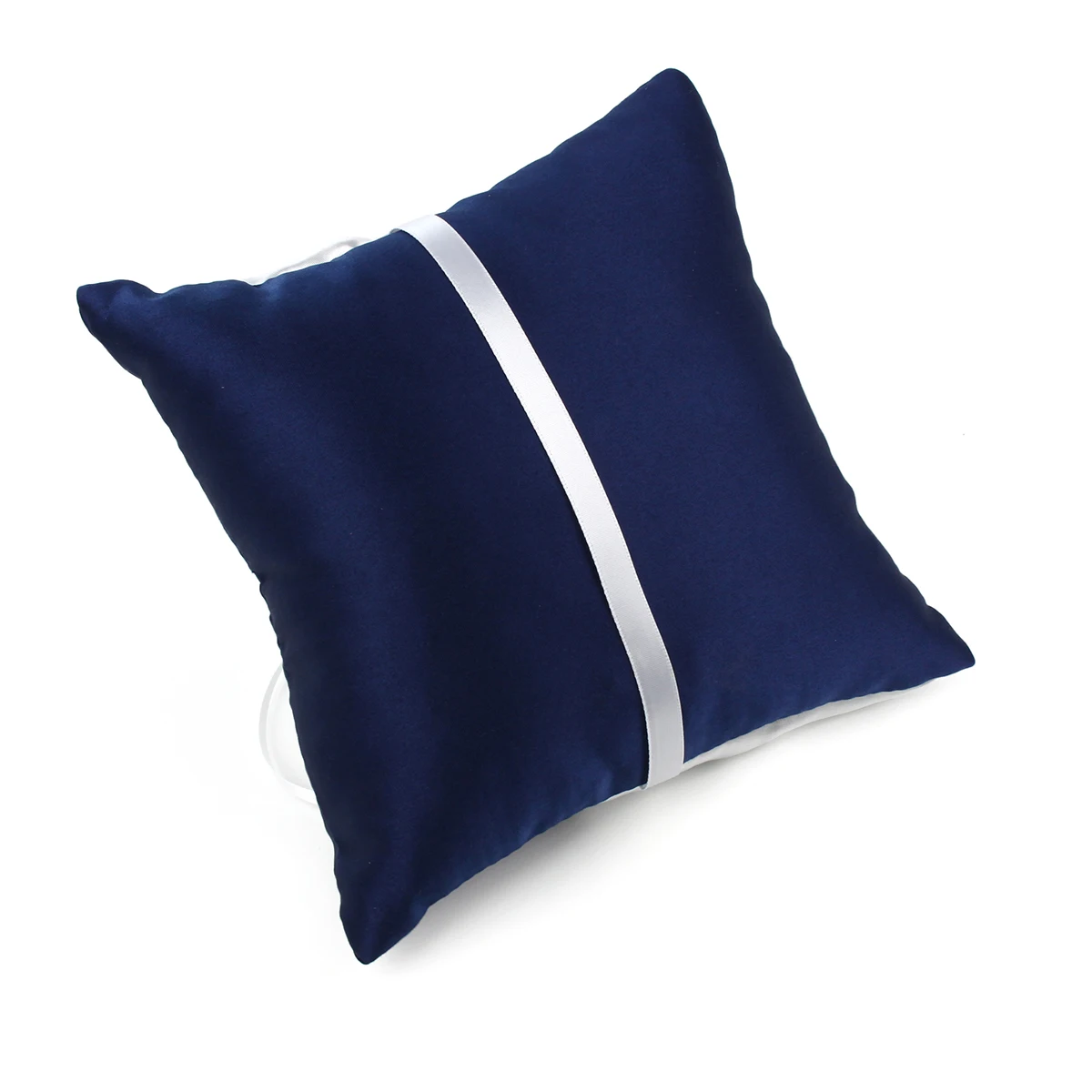 Navy Blue Wedding Ring Bearer Pillow with Vintage Charm