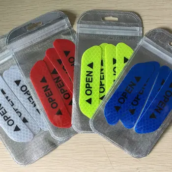 

4Pcs Open Reflective Safety Warning Vehicle Car Door Sticker Sign Anti-Collision Reflective Warning Sticker
